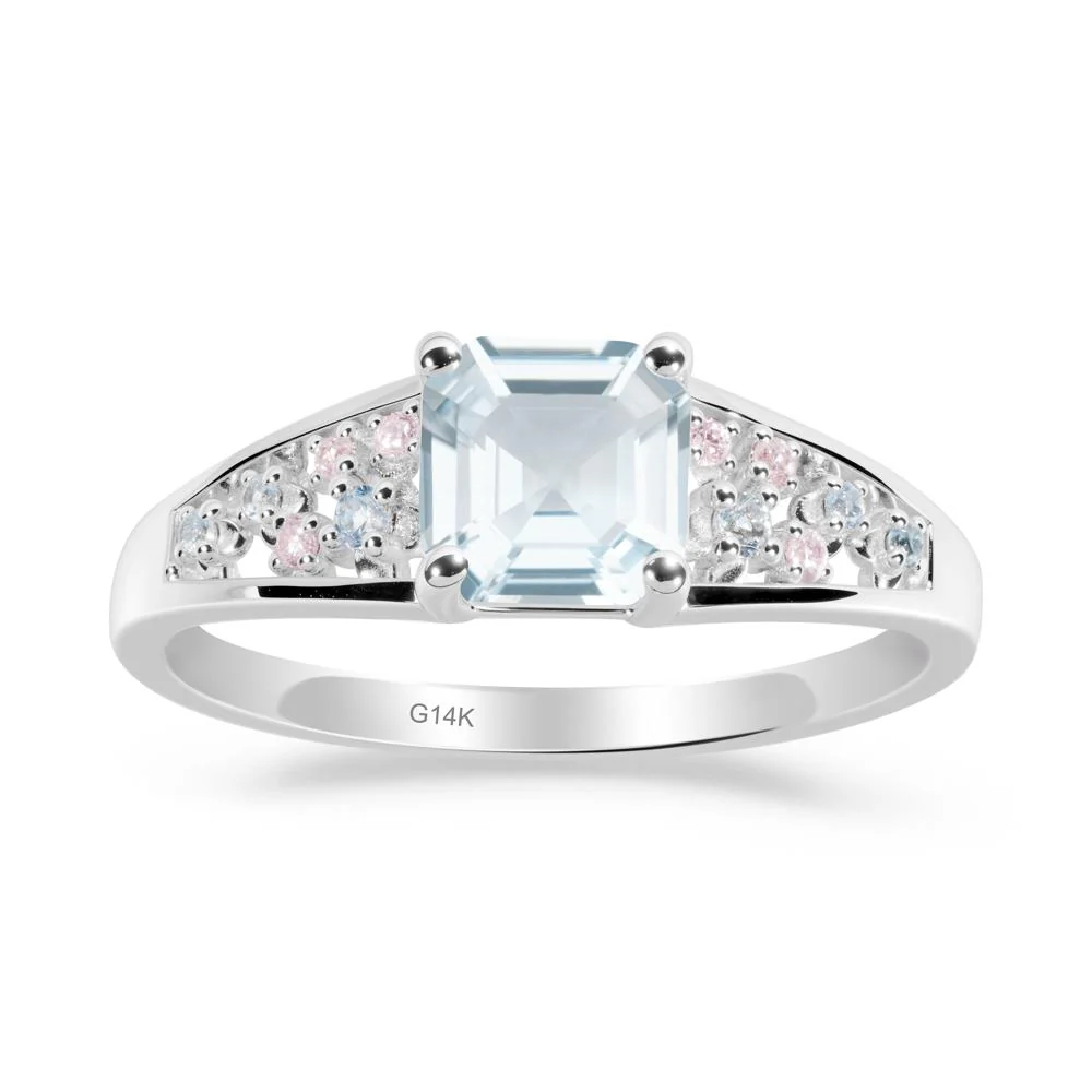 Cluster Asscher Cut Aquamarine Ring - Image 6