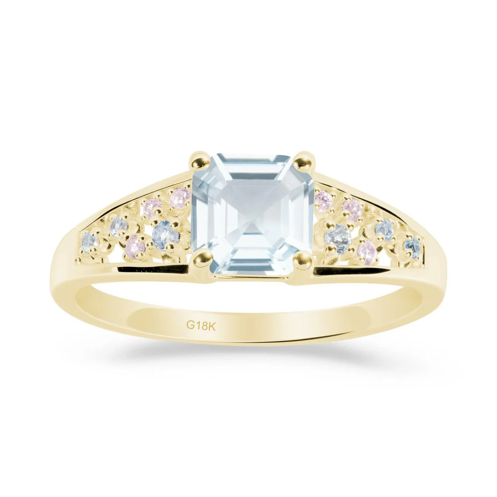 Cluster Asscher Cut Aquamarine Ring - Image 7