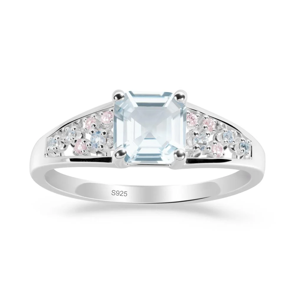 Cluster Asscher Cut Aquamarine Ring - Image 8