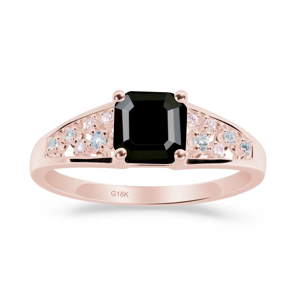 Cluster Asscher Cut Black Spinel Ring - Image 7
