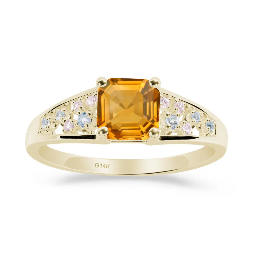 Cluster Asscher Cut Citrine Ring