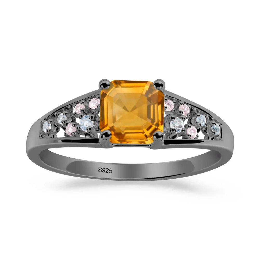 Cluster Asscher Cut Citrine Ring - Image 2