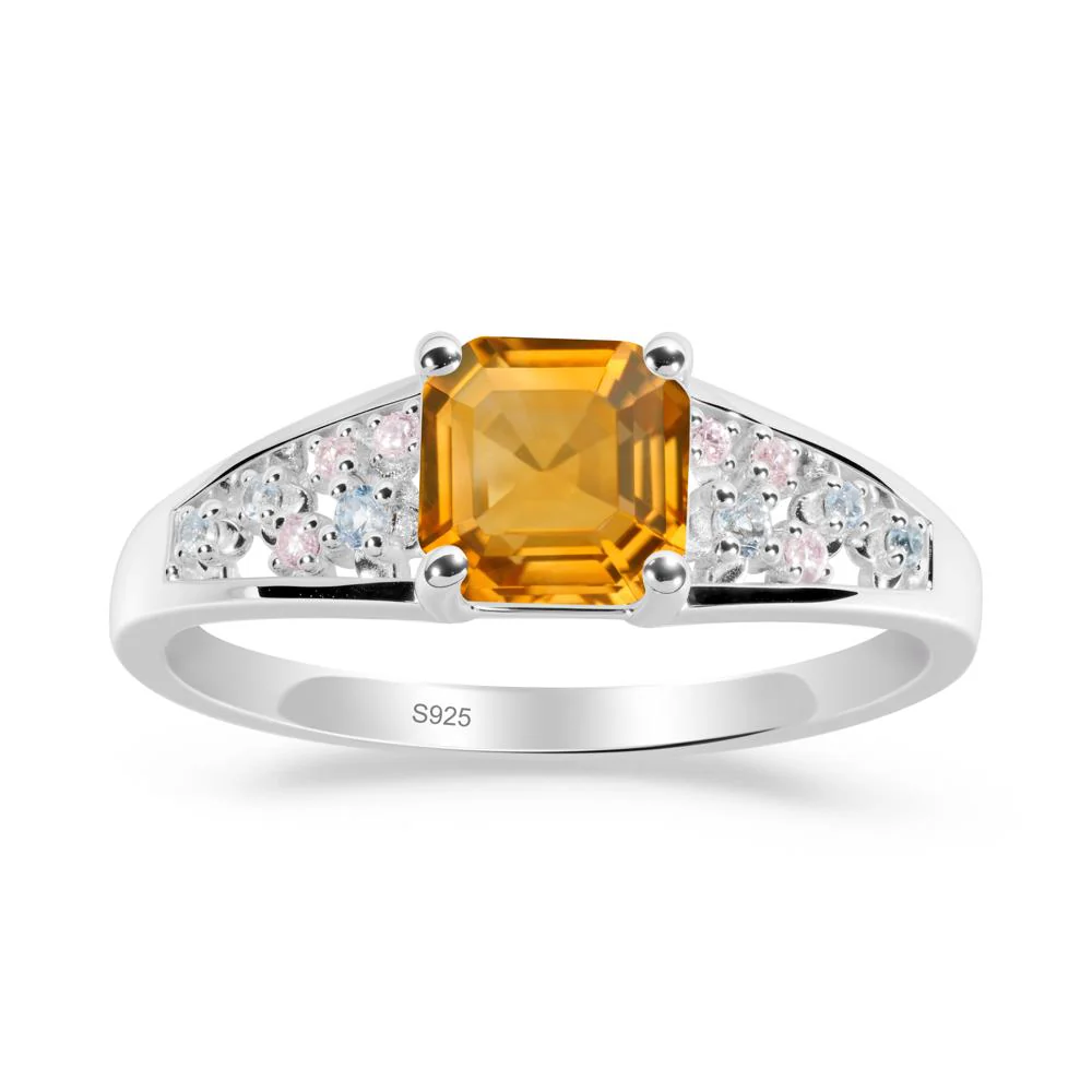 Cluster Asscher Cut Citrine Ring - Image 6
