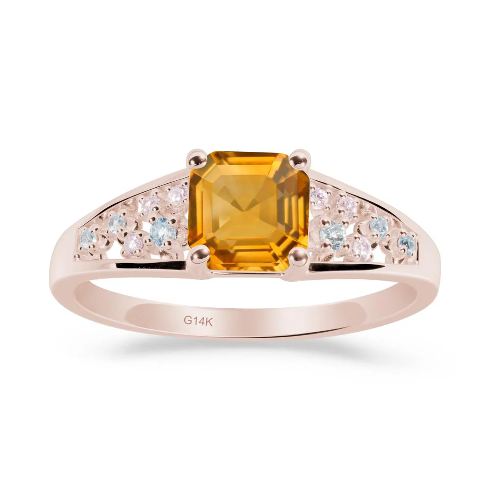 Cluster Asscher Cut Citrine Ring - Image 8