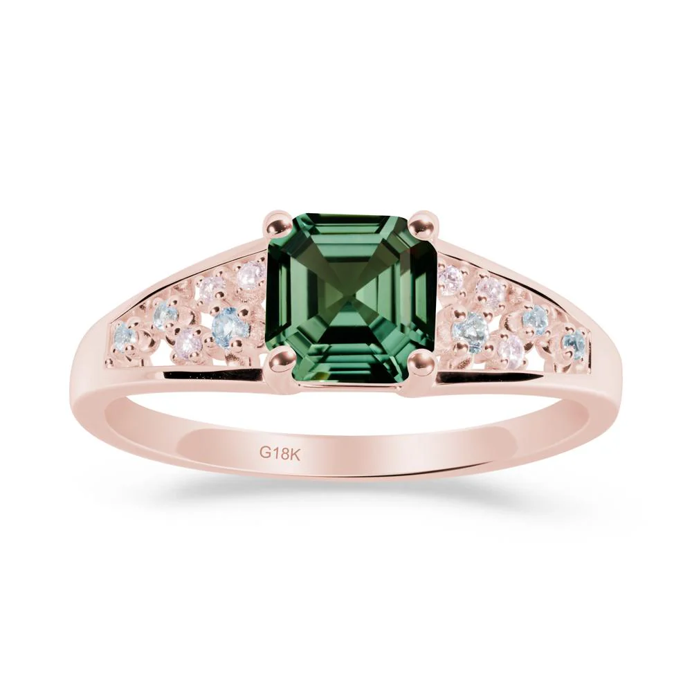 Cluster Asscher Cut Green Sapphire Ring - Image 5