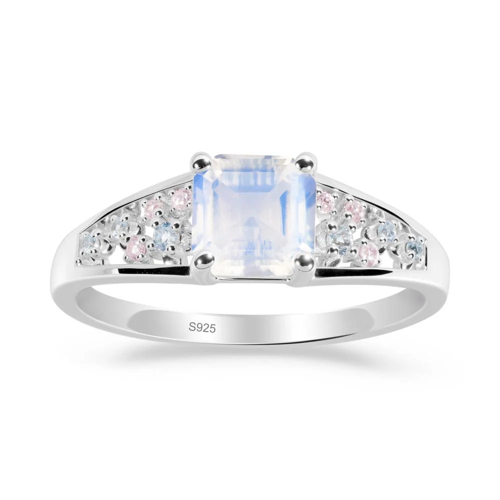 Cluster Asscher Cut Moonstone Ring - Image 9