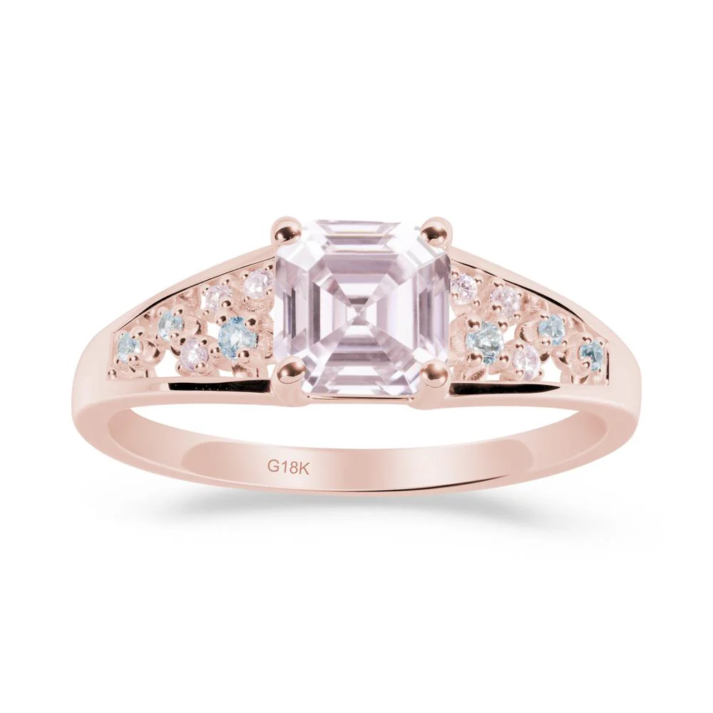 Cluster Asscher Cut Pink Cubic Zirconia Ring - Image 2