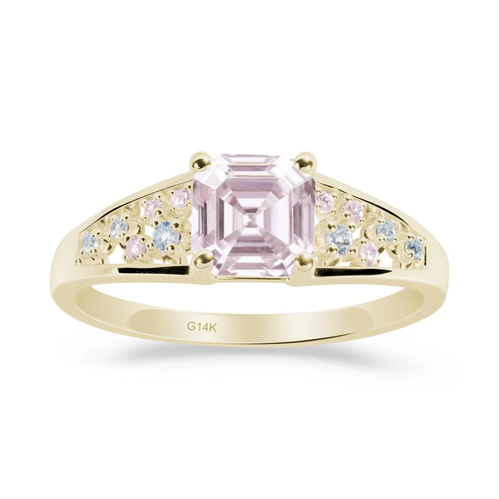 Cluster Asscher Cut Pink Cubic Zirconia Ring - Image 4