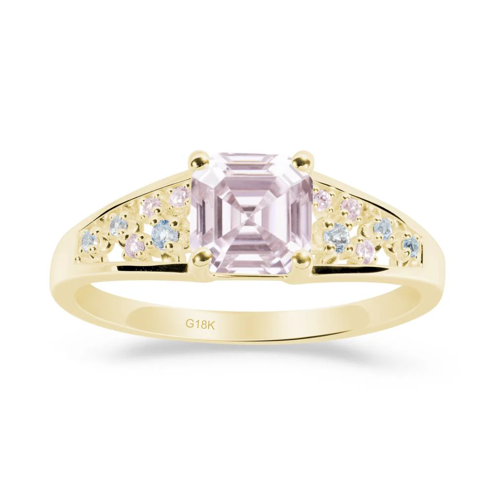 Cluster Asscher Cut Pink Cubic Zirconia Ring - Image 7