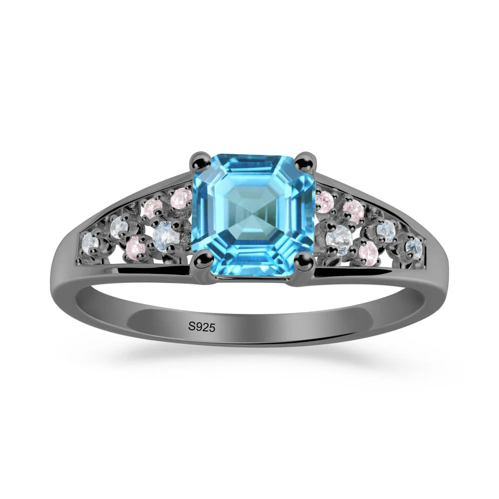 Cluster Asscher Cut Swiss Blue Topaz Ring - Image 4