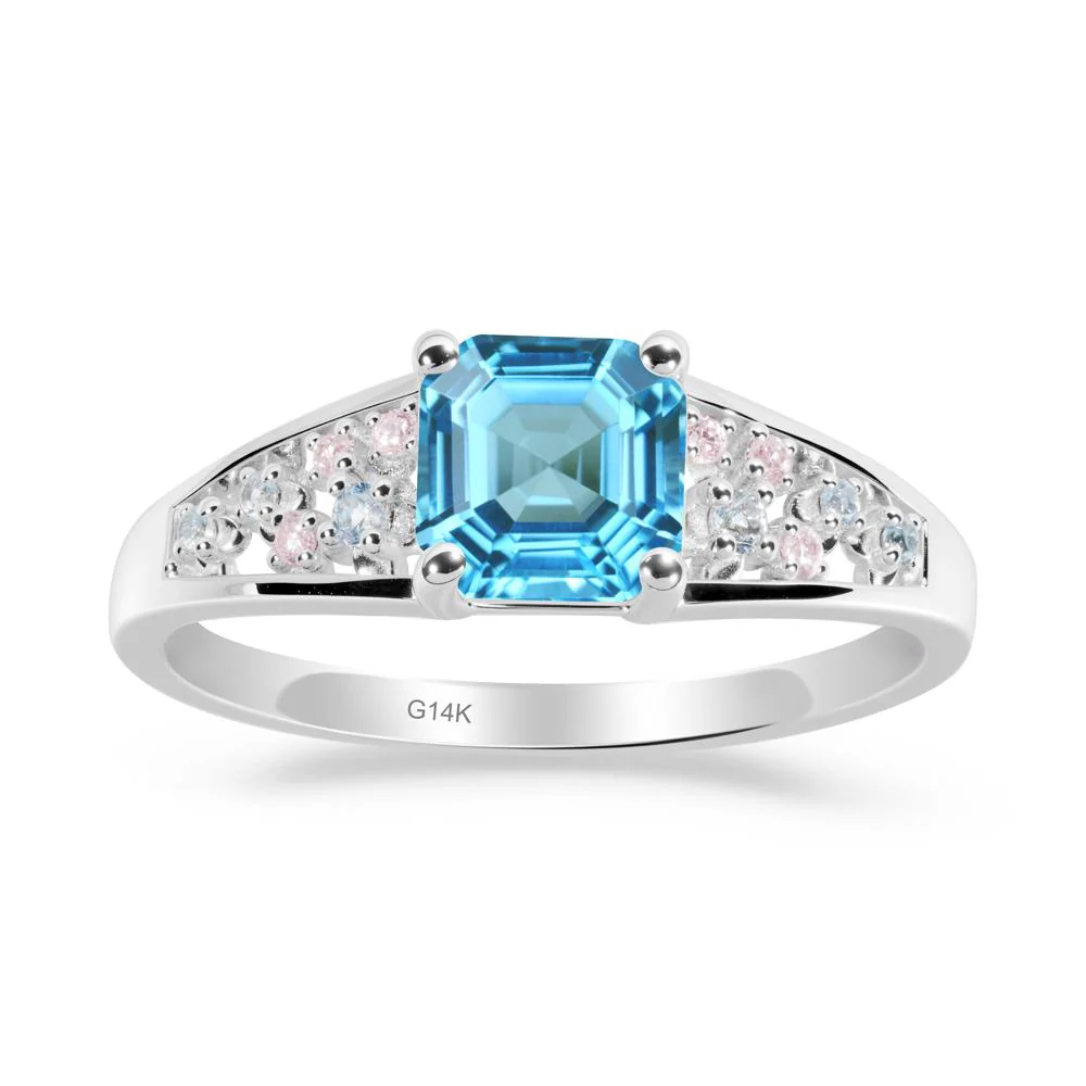 Cluster Asscher Cut Swiss Blue Topaz Ring - Image 6