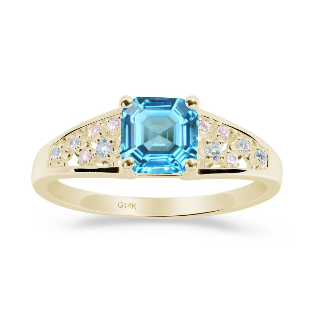 Cluster Asscher Cut Swiss Blue Topaz Ring - Image 7