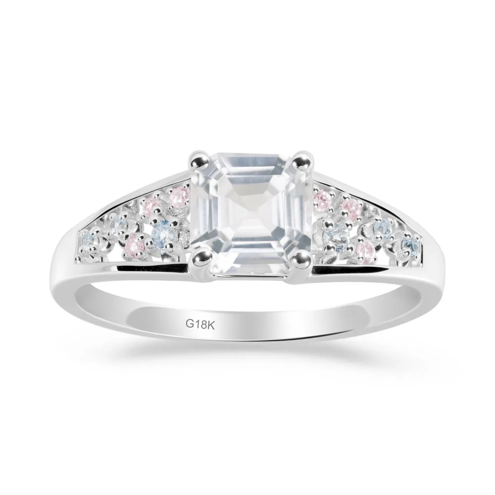 Cluster Asscher Cut White Topaz Ring - Image 5