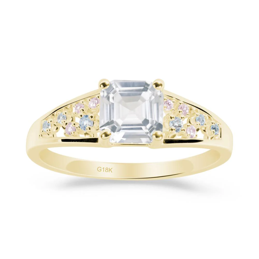 Cluster Asscher Cut White Topaz Ring - Image 7