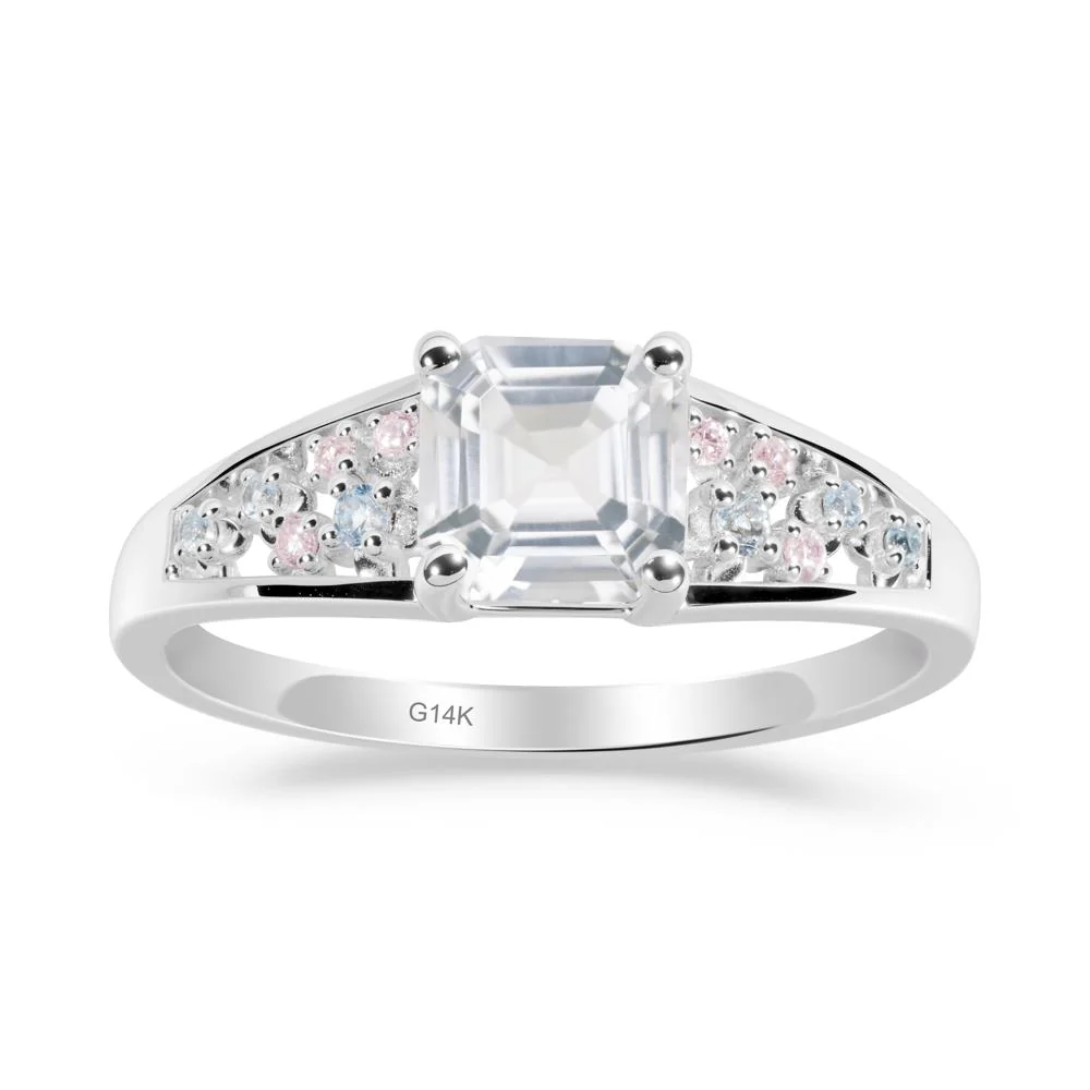 Cluster Asscher Cut White Topaz Ring - Image 9