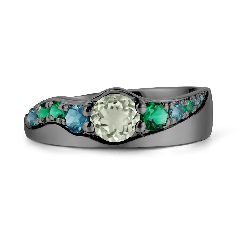 Cluster Green Amethyst Ring with Wide Band - Image 7