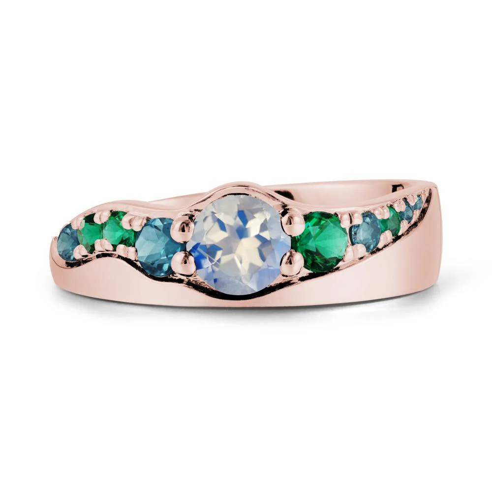 Cluster Moonstone Ring with Wide Band - Image 5
