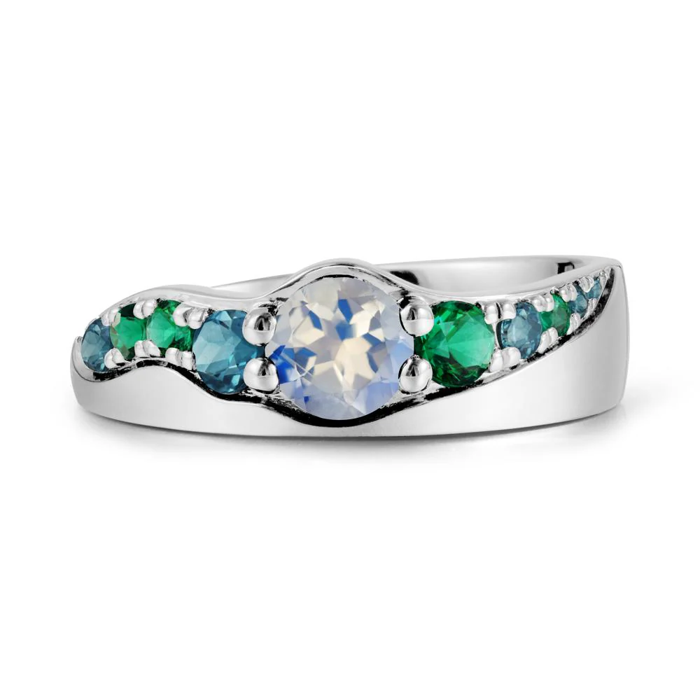 Cluster Moonstone Ring with Wide Band - Image 9