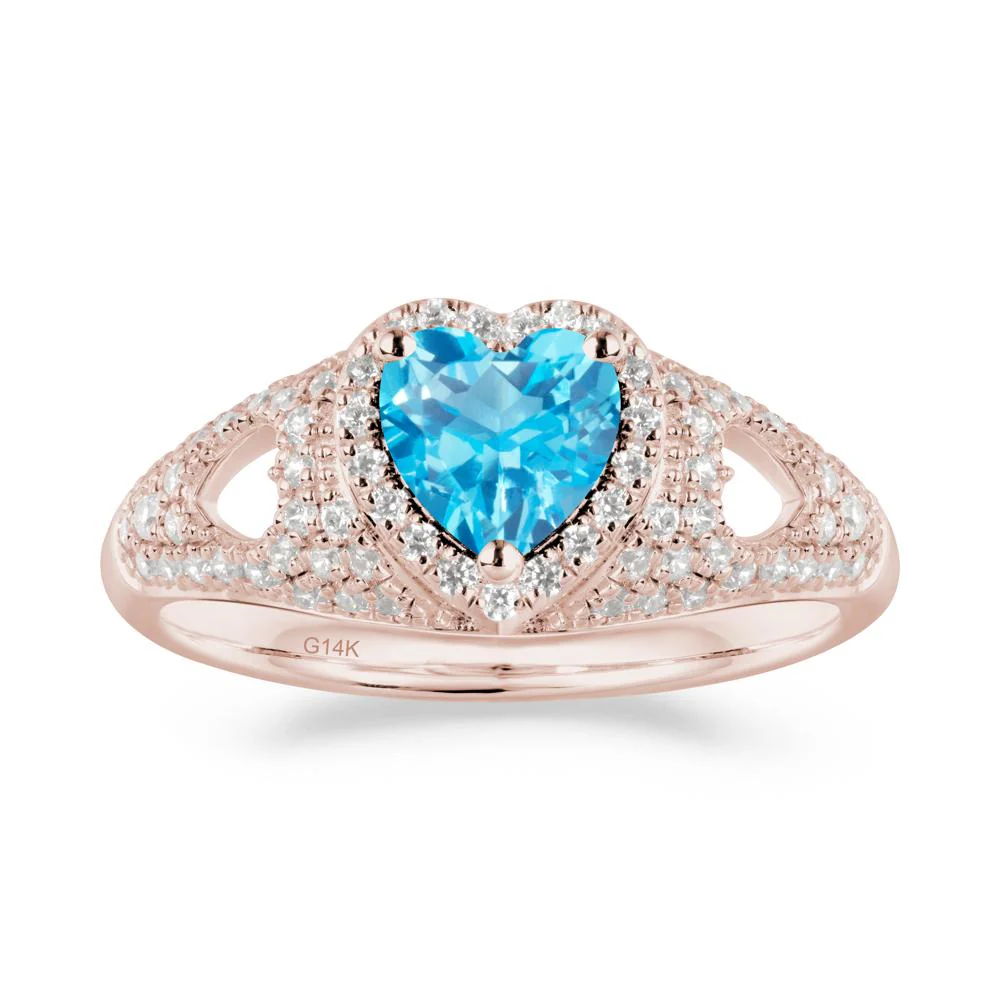 Cluster Ring with Heart Shaped Swiss Blue Topaz - Image 2
