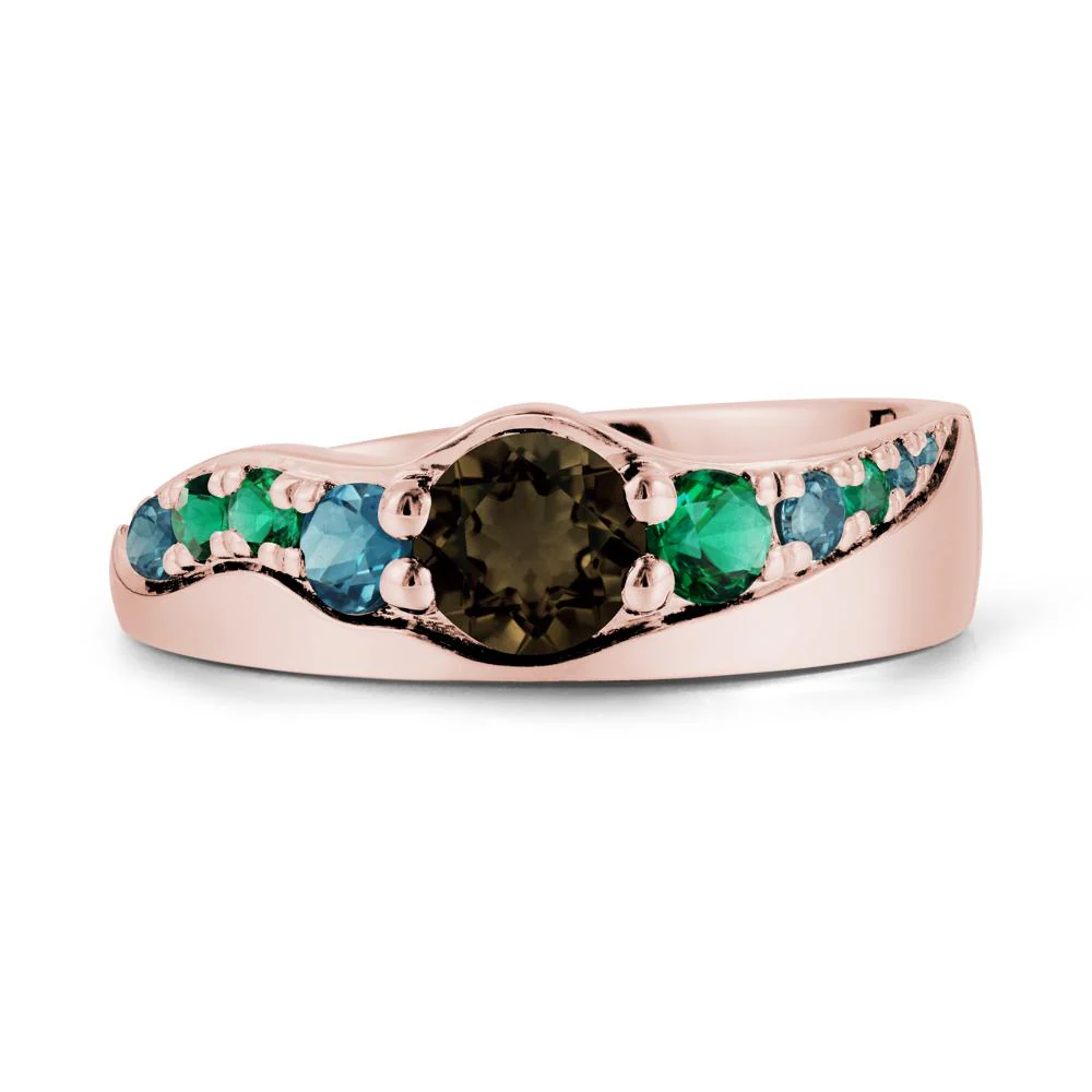 Cluster Smoky Quartz Ring with Wide Band - Image 5