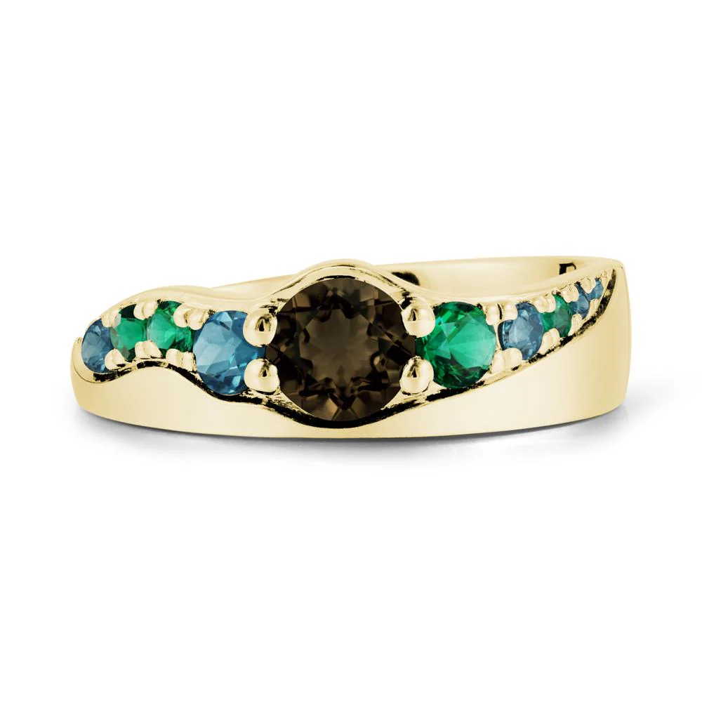 Cluster Smoky Quartz Ring with Wide Band - Image 7