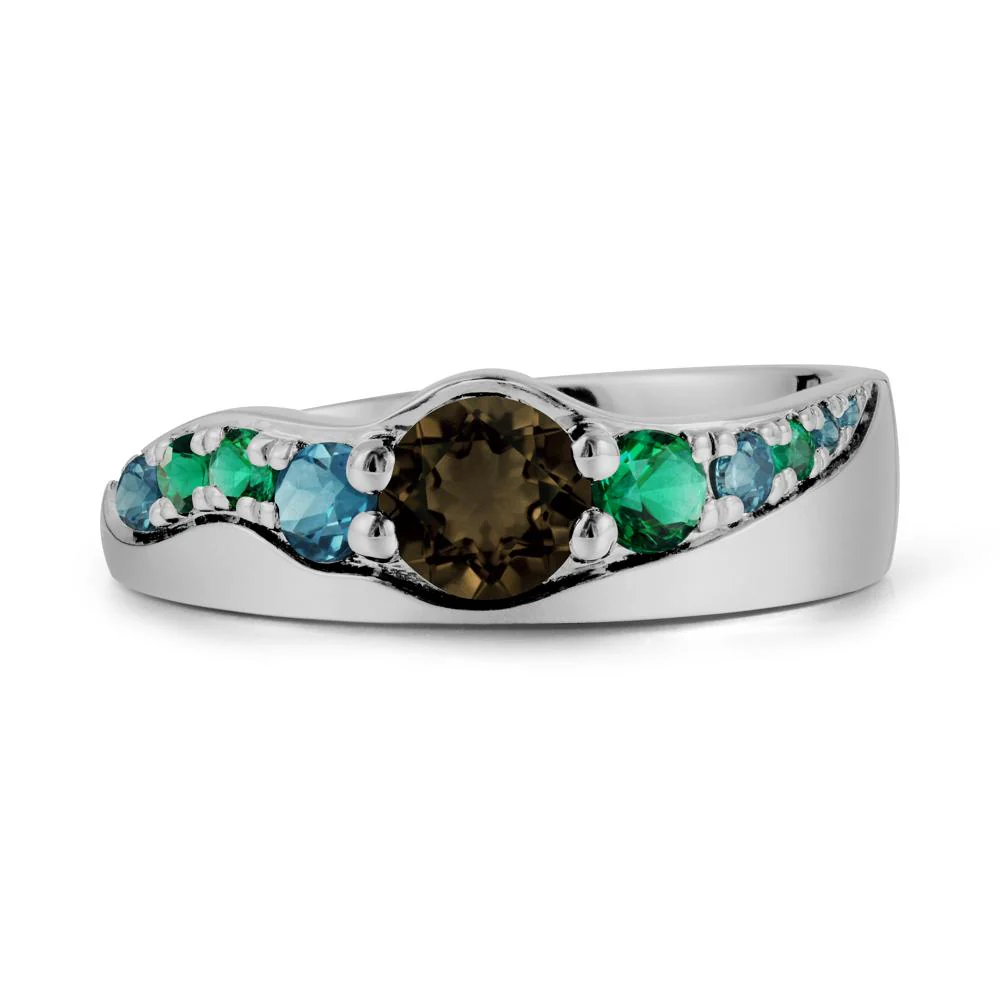 Cluster Smoky Quartz Ring with Wide Band - Image 8