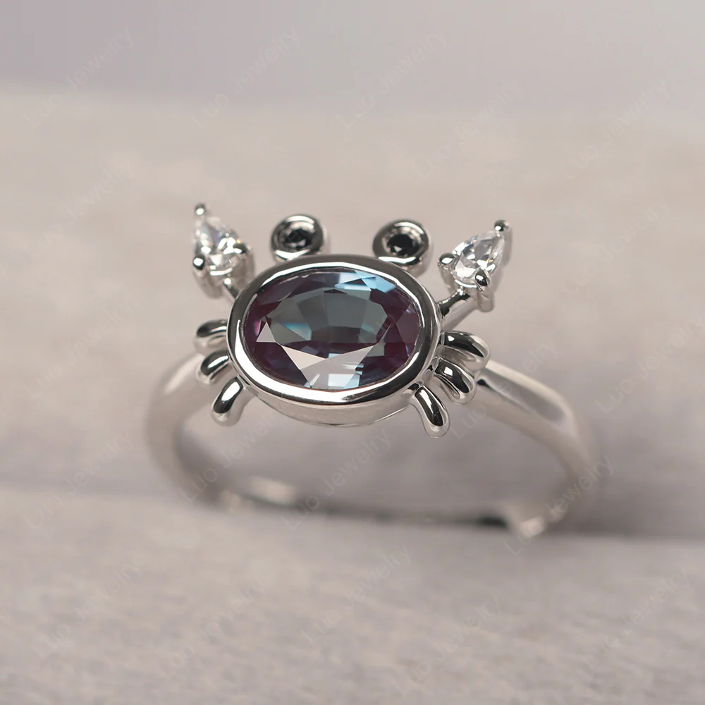 Oval Shape Alexandrite Cancer Zodiac Ring