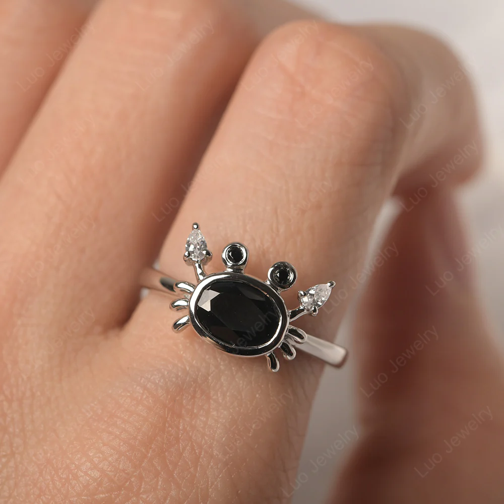 Black Spinel Cancer Zodiac Ring - Image 5