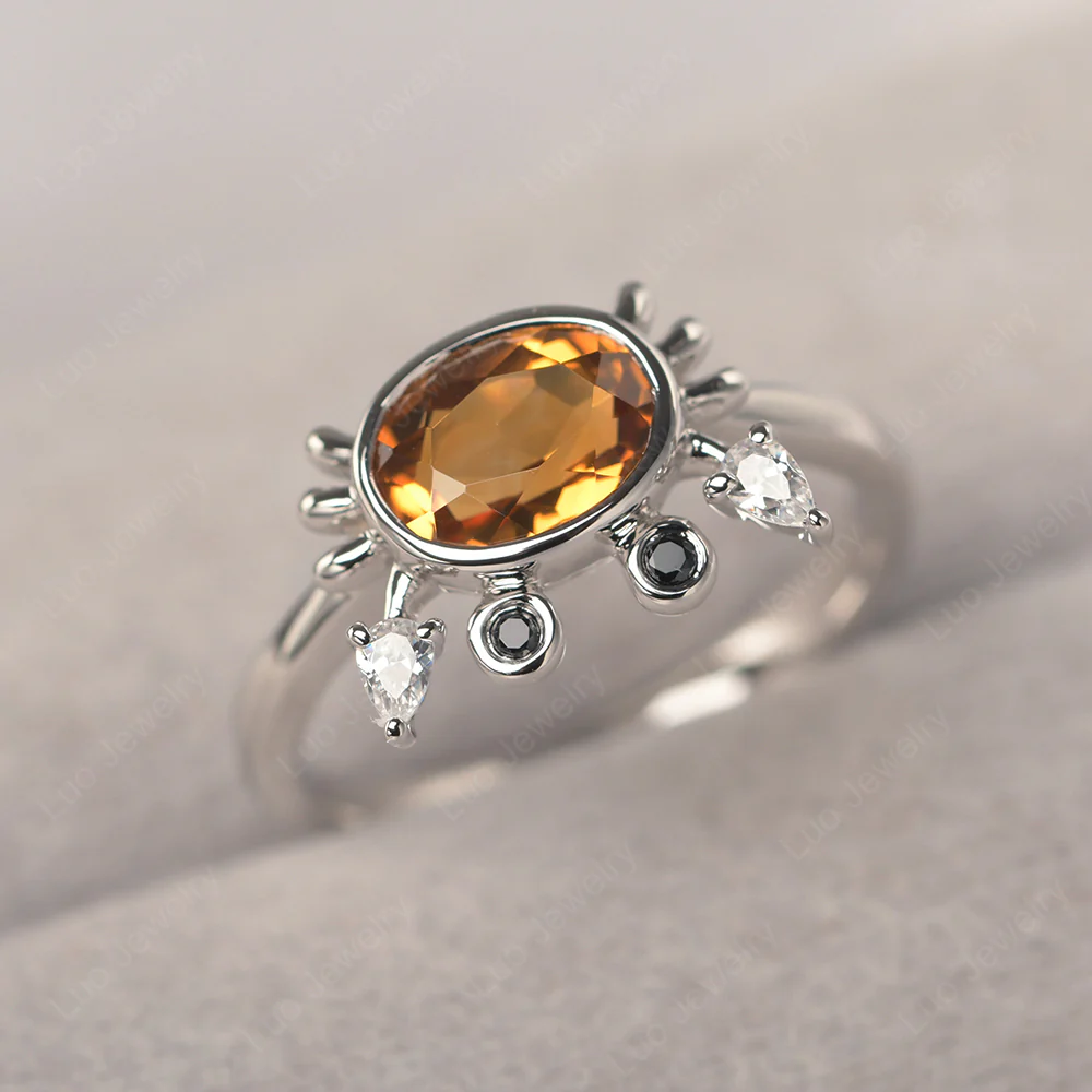 Oval Shape Citrine Cancer Zodiac Ring - Image 2