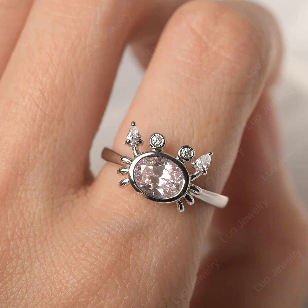 Pink Cubic Zirconia Cancer Zodiac Ring - Image 5