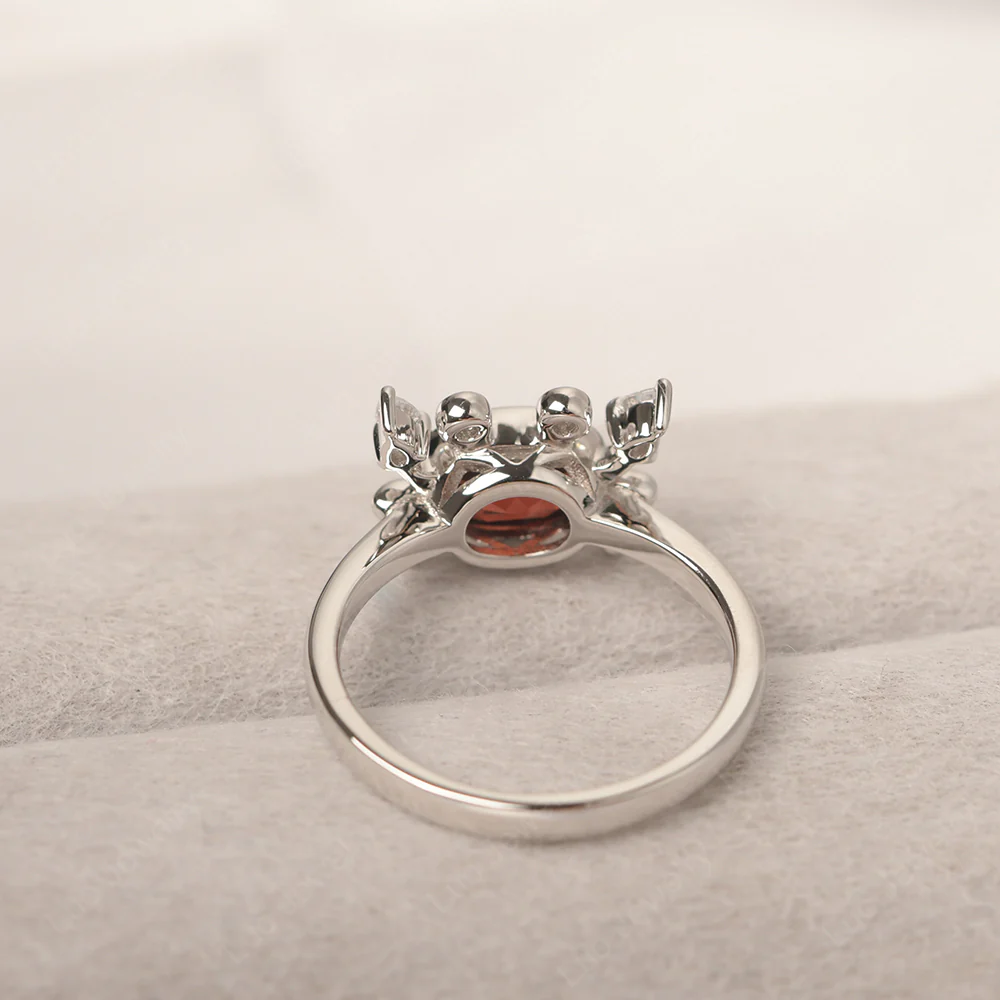 Oval Shape Garnet Cancer Zodiac Ring - Image 3