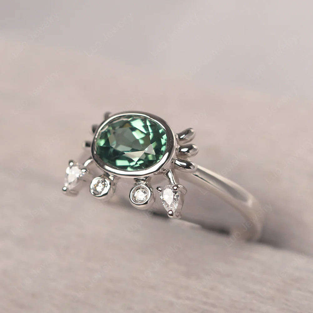 Green Sapphire Cancer Zodiac Ring - Image 2