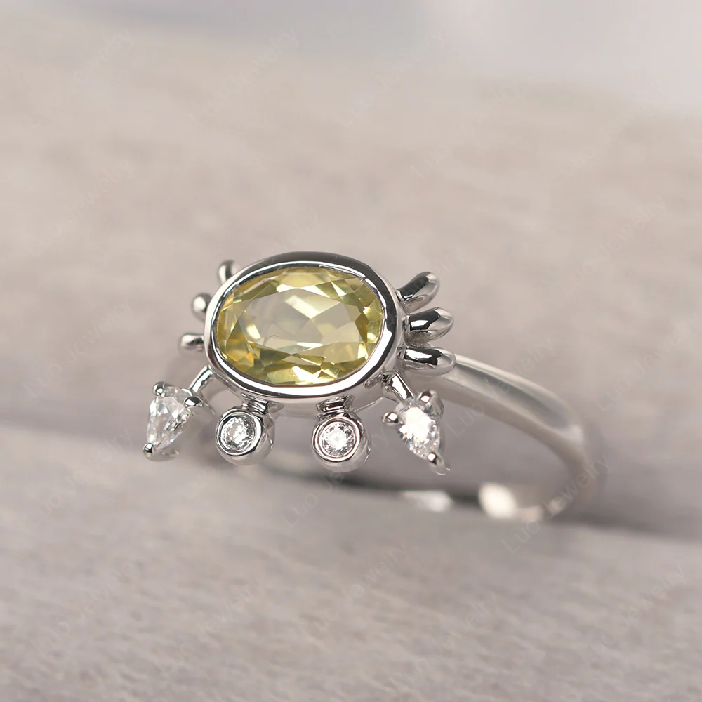 Oval Shape Lemon Quartz Cancer Zodiac Ring - Image 2
