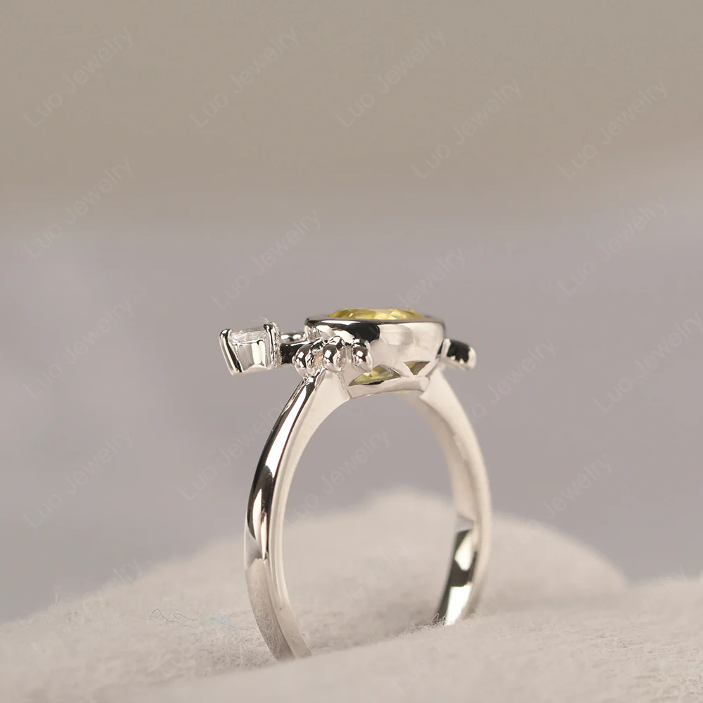 Oval Shape Lemon Quartz Cancer Zodiac Ring - Image 4
