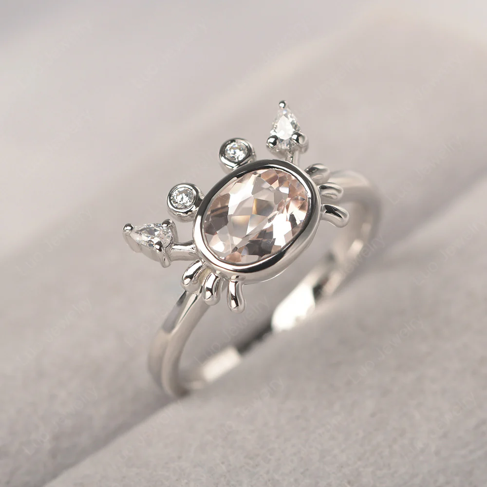 Oval Shape Morganite Cancer Zodiac Ring