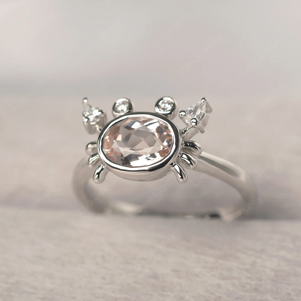 Oval Shape Morganite Cancer Zodiac Ring - Image 2