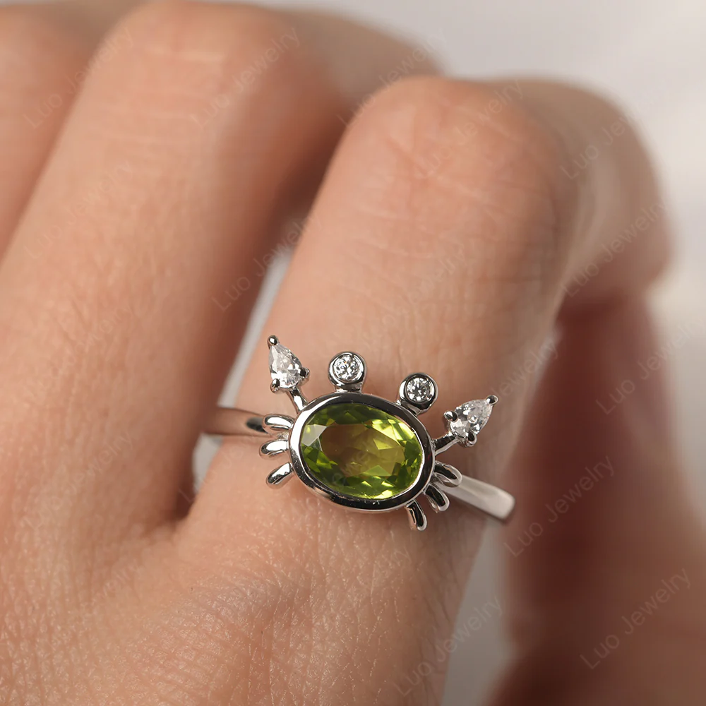 Oval Shape Peridot Cancer Zodiac Ring - Image 5
