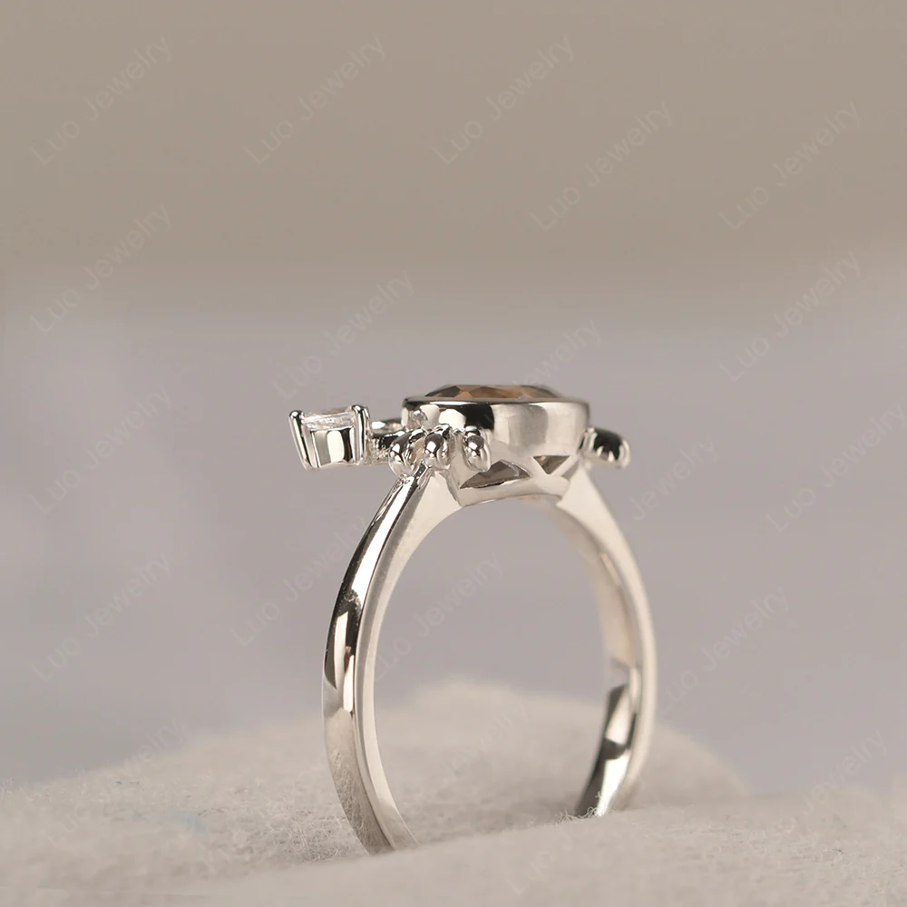 Oval Shape Smoky Quartz Cancer Zodiac Ring - Image 4