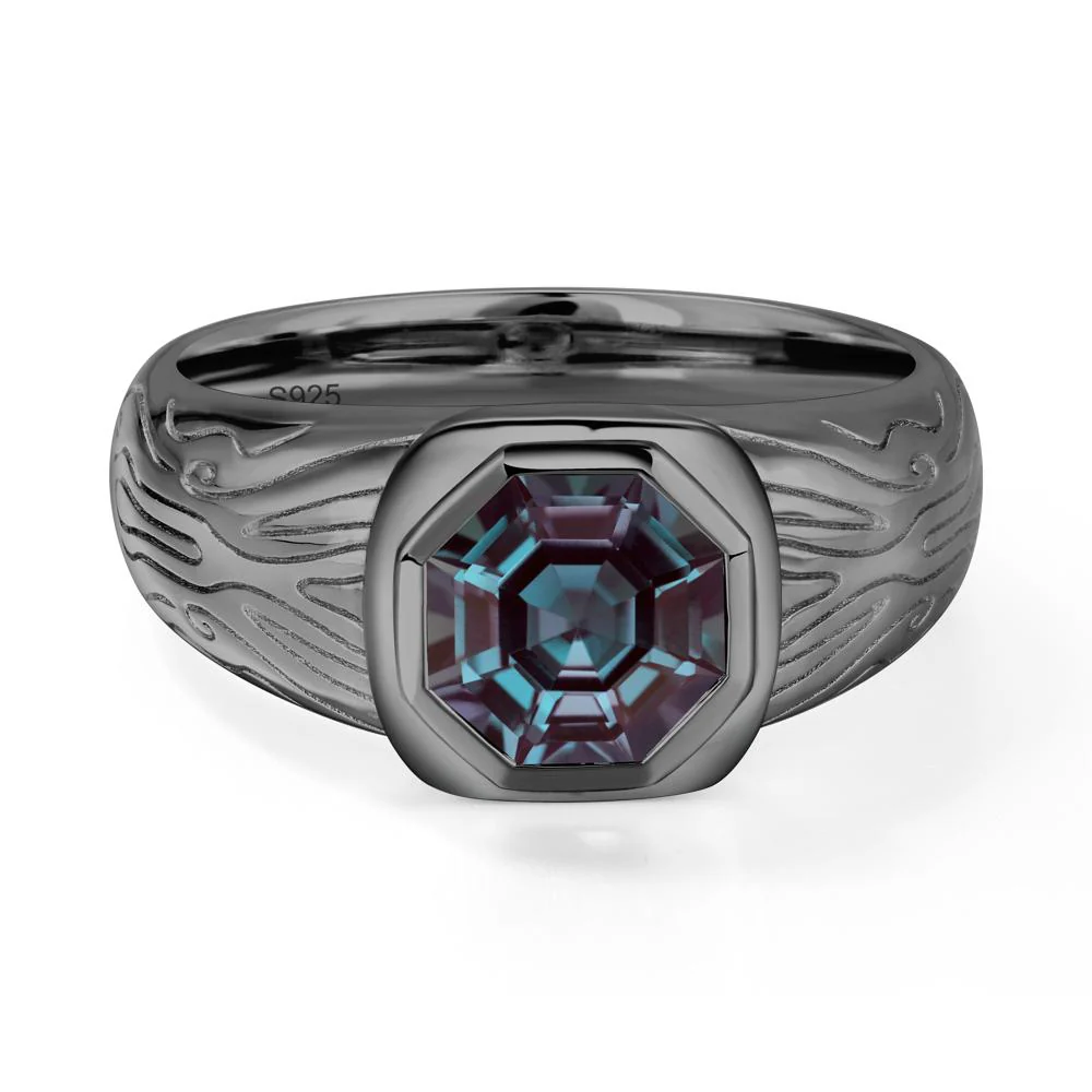 Cracked Rock Pattern Alexandrite Ring for Men - Image 4