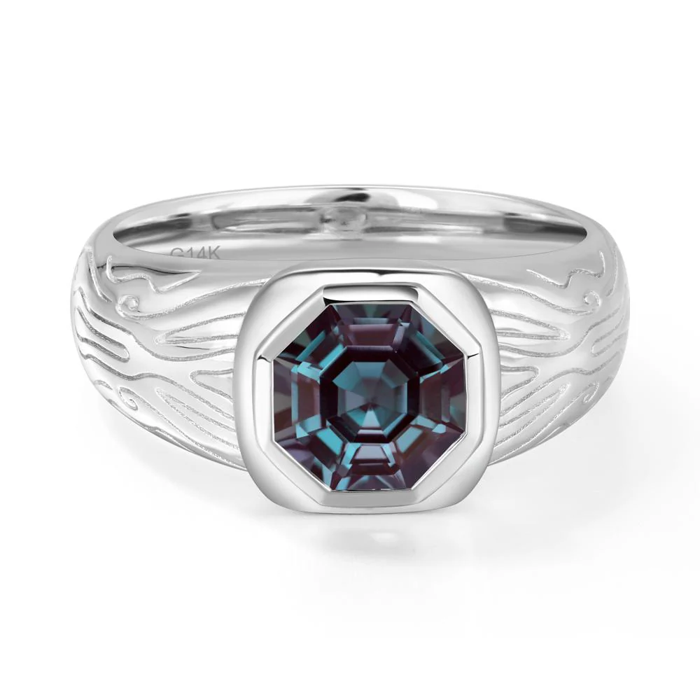 Cracked Rock Pattern Alexandrite Ring for Men - Image 5