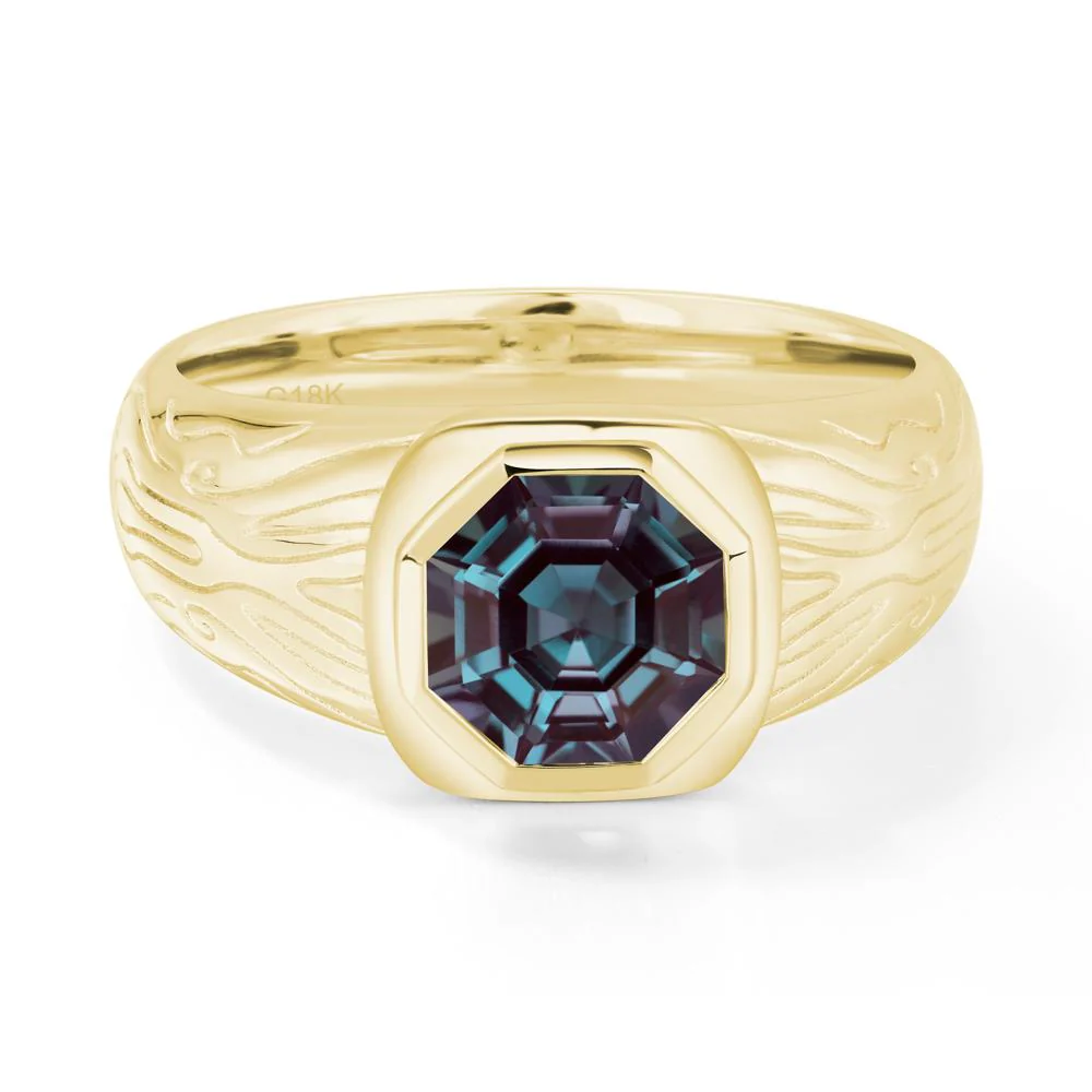Cracked Rock Pattern Alexandrite Ring for Men - Image 7