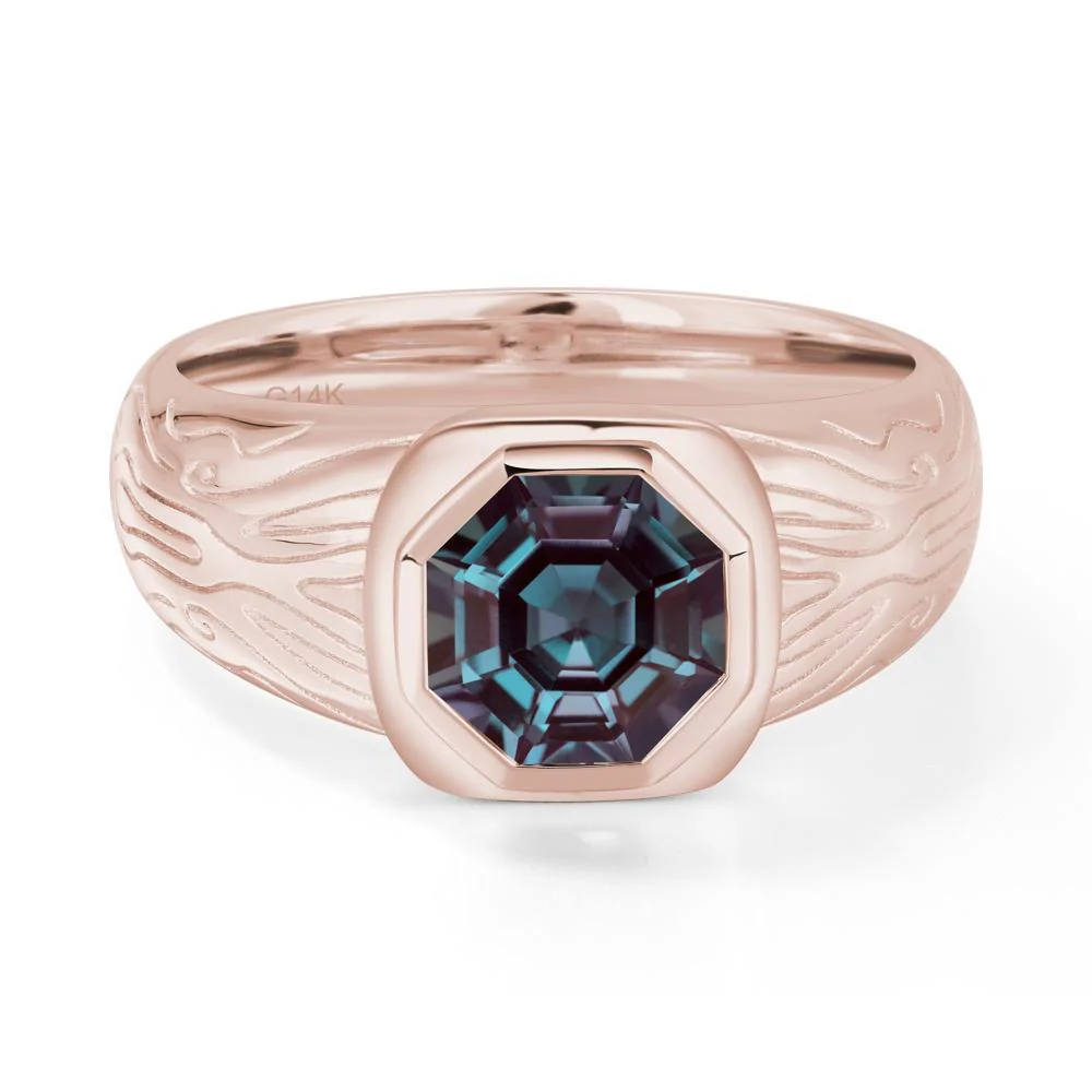 Cracked Rock Pattern Alexandrite Ring for Men - Image 8