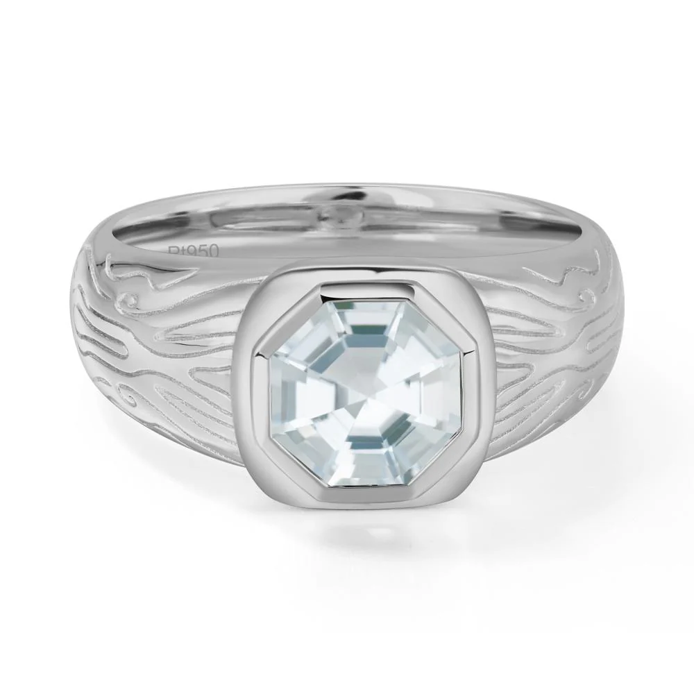 Cracked Rock Pattern Aquamarine Ring for Men