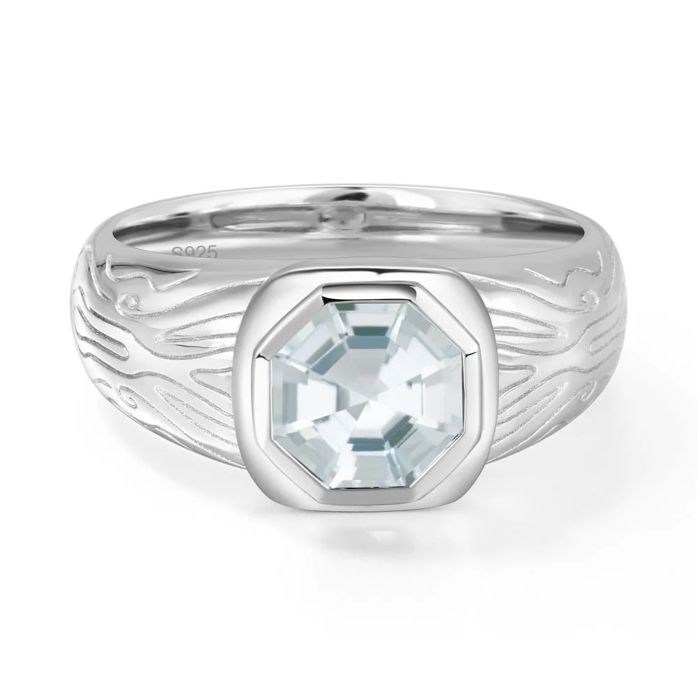 Cracked Rock Pattern Aquamarine Ring for Men - Image 2