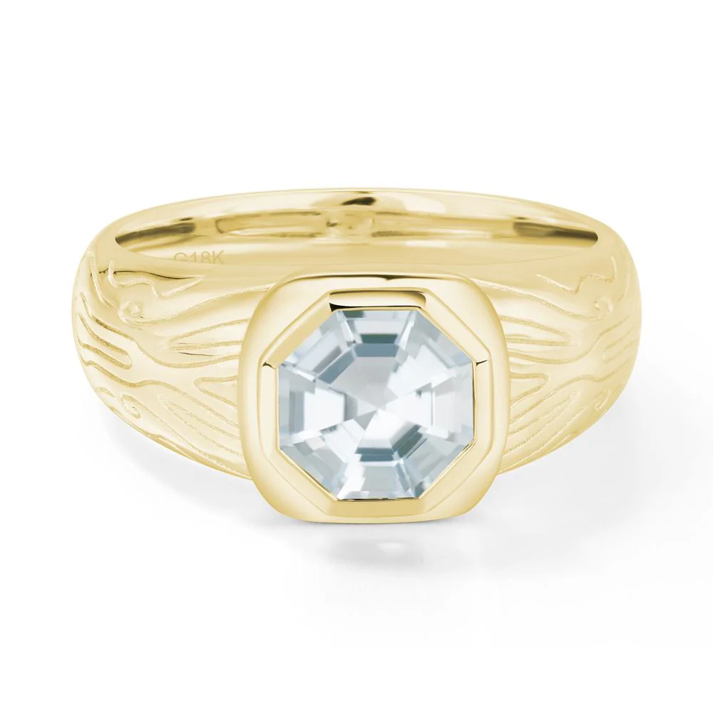 Cracked Rock Pattern Aquamarine Ring for Men - Image 3