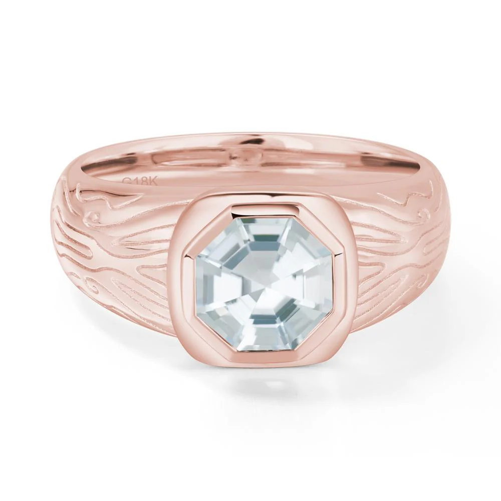 Cracked Rock Pattern Aquamarine Ring for Men - Image 4