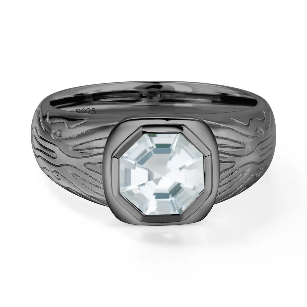 Cracked Rock Pattern Aquamarine Ring for Men - Image 5