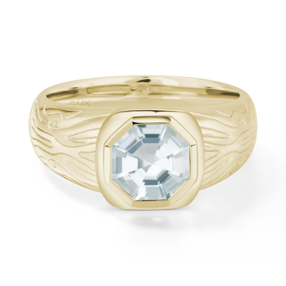 Cracked Rock Pattern Aquamarine Ring for Men - Image 7