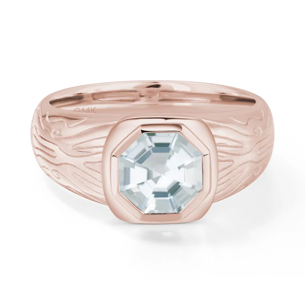 Cracked Rock Pattern Aquamarine Ring for Men - Image 9