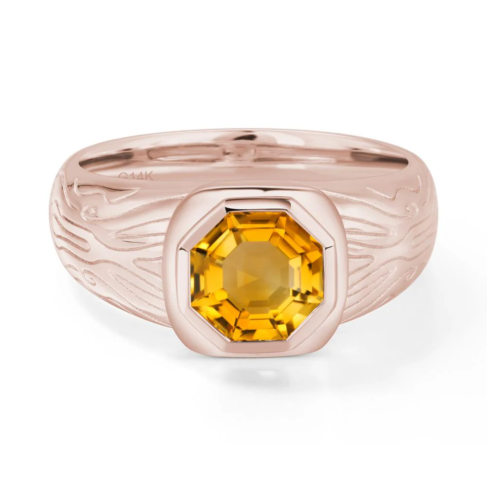 Cracked Rock Pattern Citrine Ring for Men - Image 2